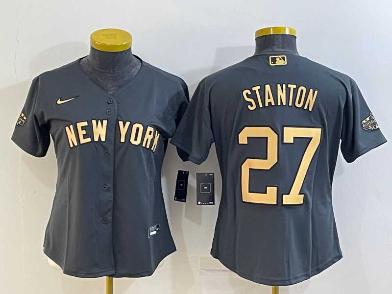 Women%27s New York Yankees #27 Giancarlo Stanton Grey 2022 All Star Stitched Cool Base Nike Jersey